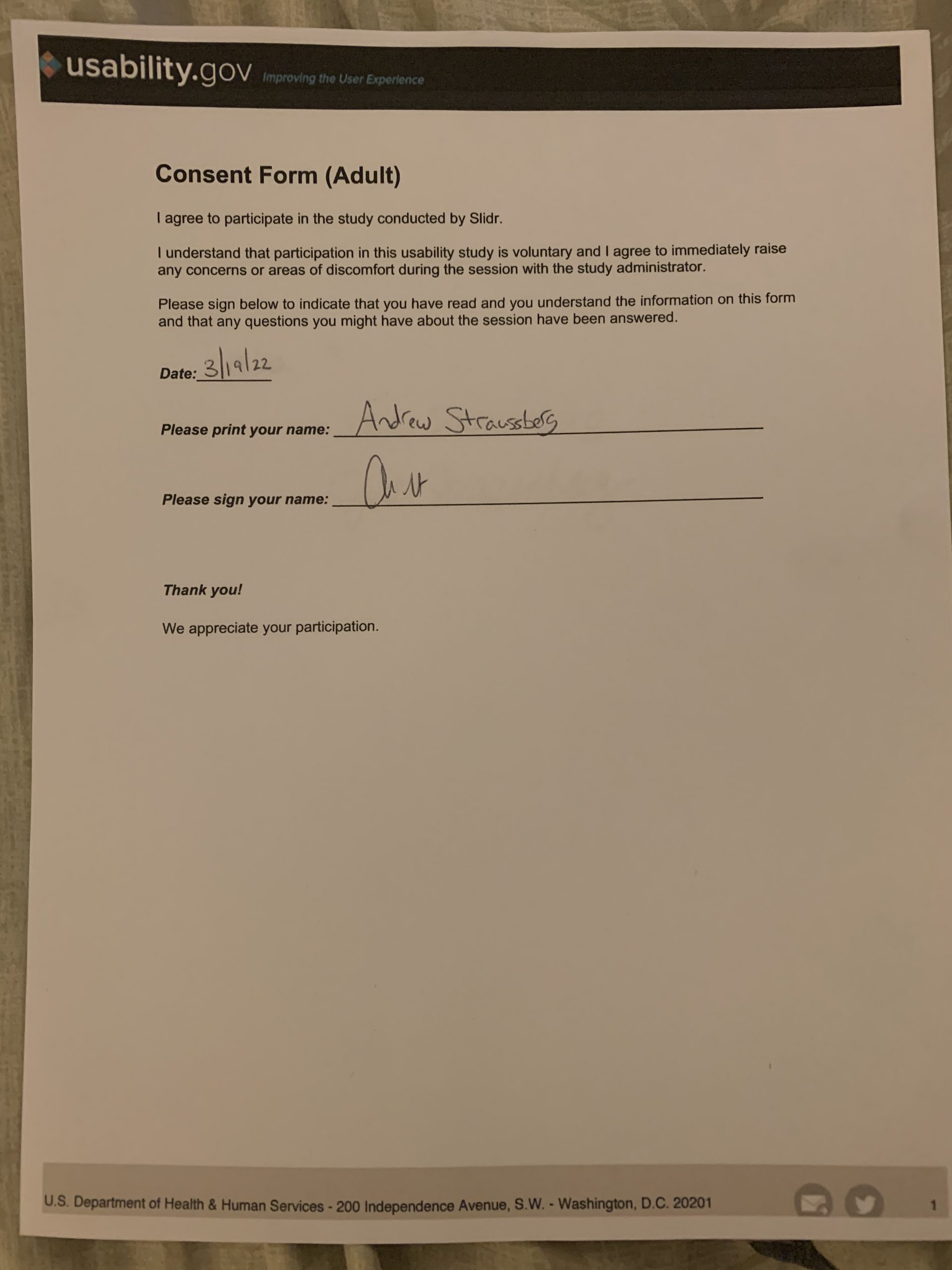 First consent form